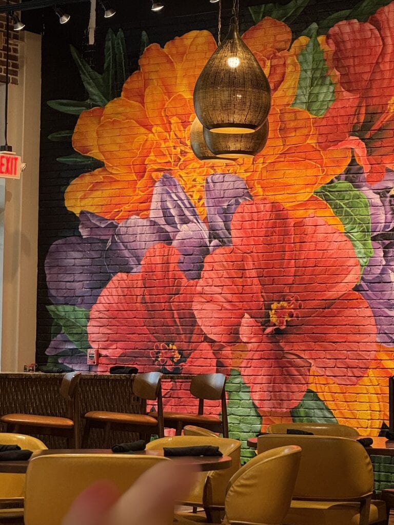 flower mural at azul cantina