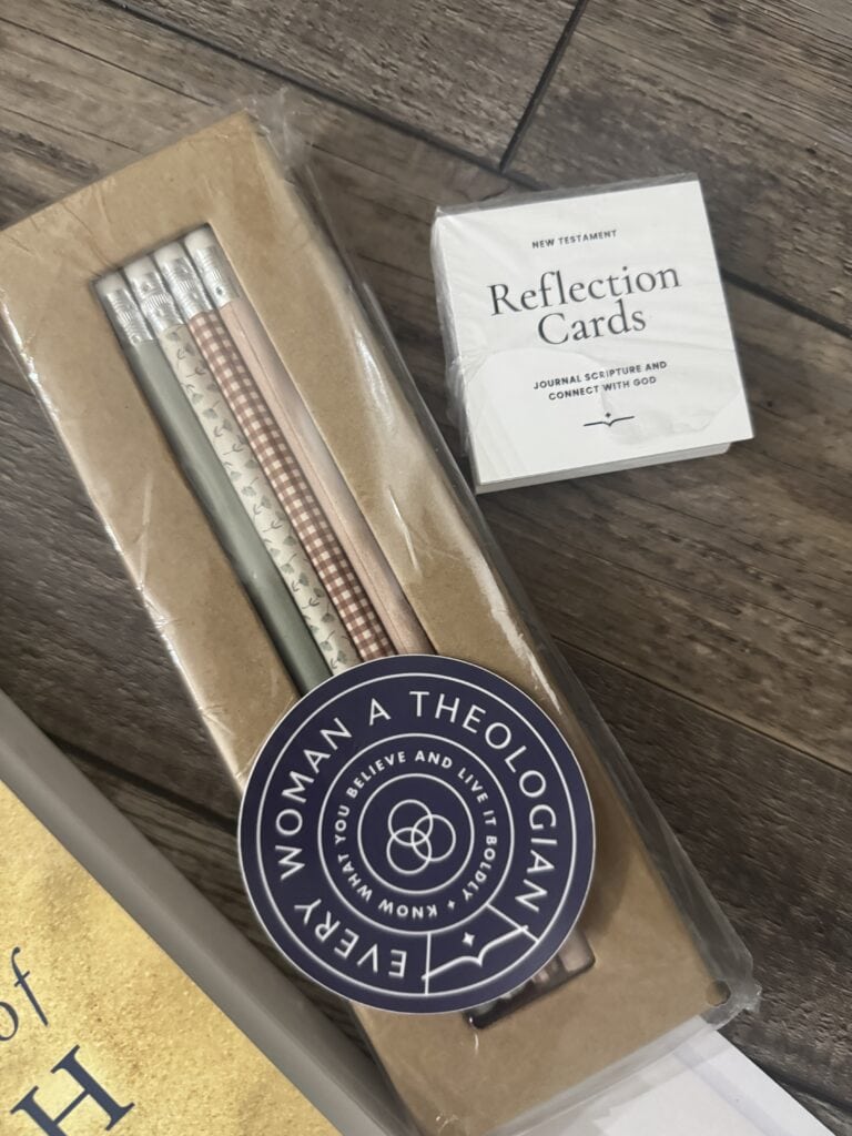 EWAT pencils, sticker, reflection c ards Every woman a theologian