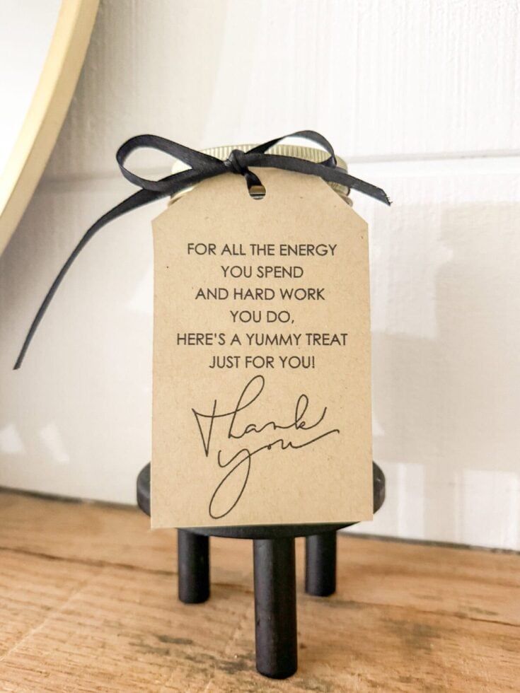 Blessings gift tag with heartfelt message, black ribbon, and small statue, expressing appreciation and gratitude, perfect for personal or gift or decoration by A Hundred Affections.