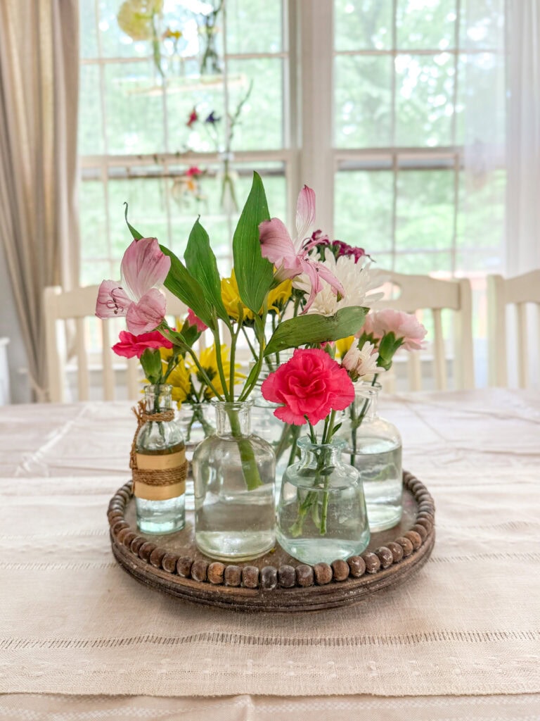 summer centerpiece with small blooms
