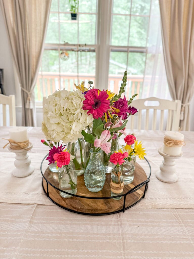 Summer blooms with larger flowers and candles
