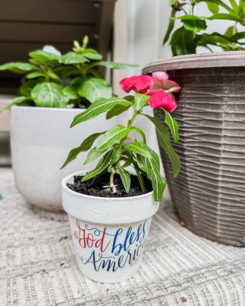 God Bless America flower pot for 4th of July