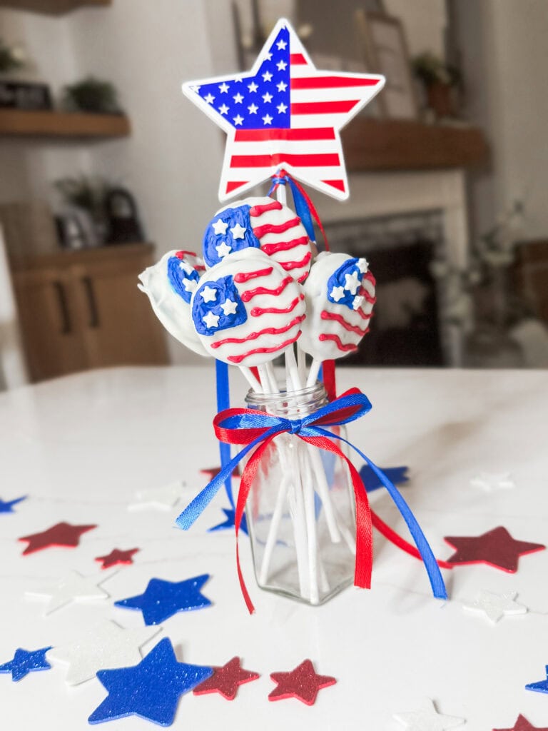 oreo flag pops for 4th of july in jar