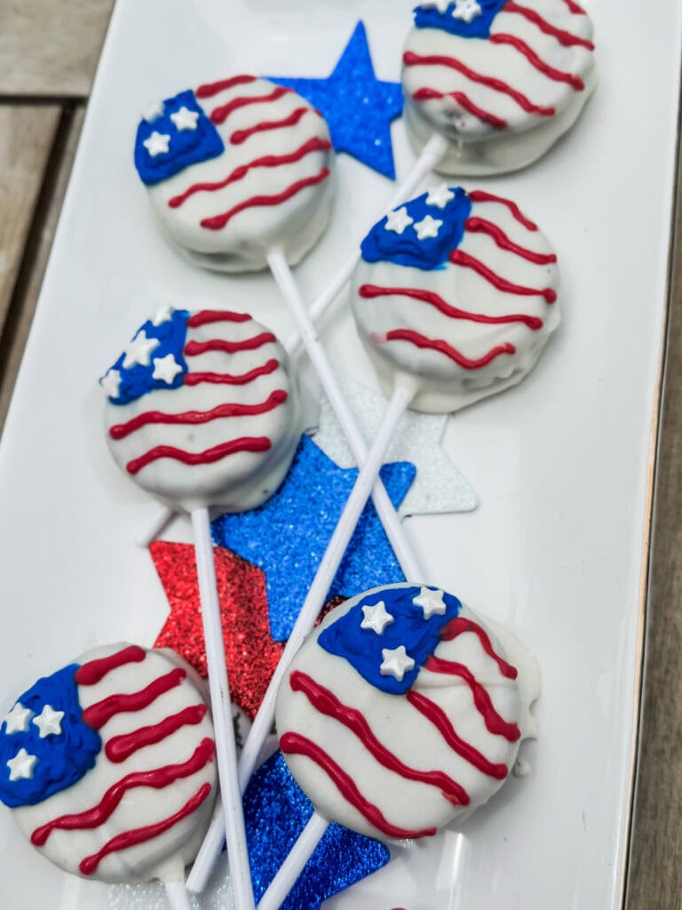 oreo pops with start for 4th of july flags