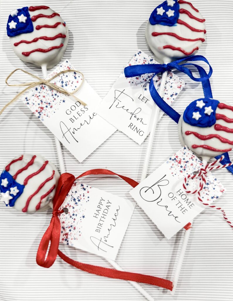 flag oreo pops with tags 