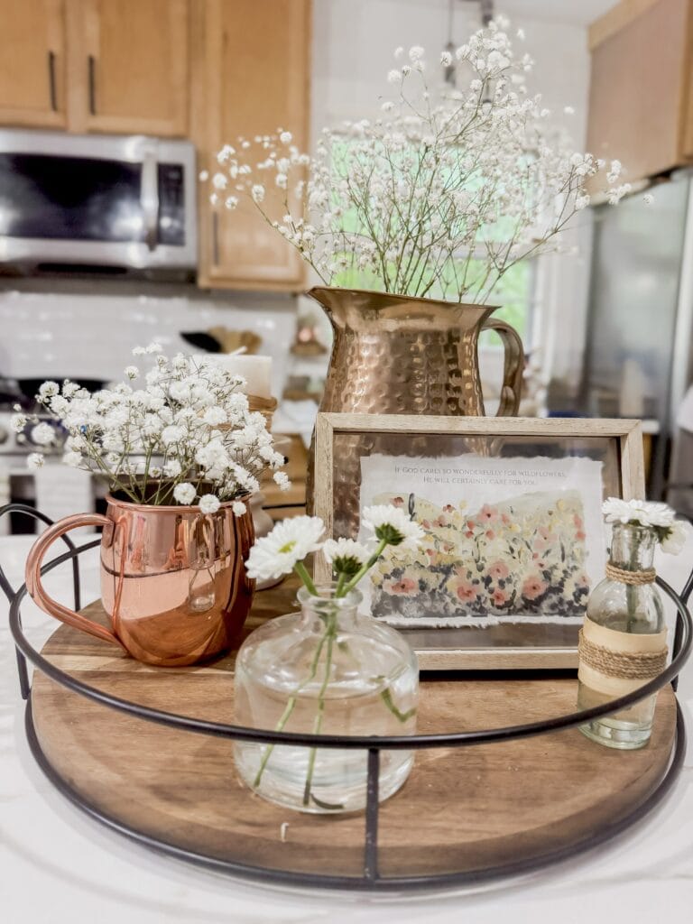 styled centerpiece with wall art