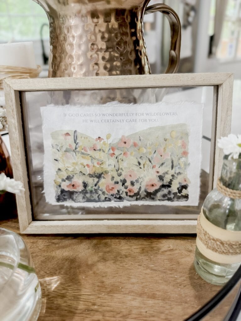 framed art on tray for summer