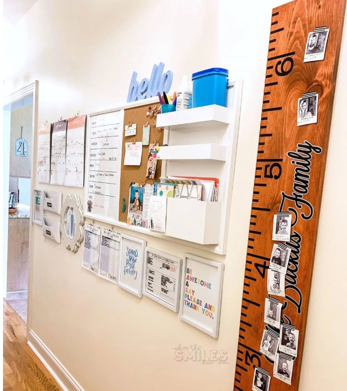 Hello vizslas, dog growth chart, wooden ruler with pet photos and milestones, personalized dog height chart for kids, wall decor for pet lovers, cute dog-themed home office decor, custom dog height ruler with photos, adorable pet milestone chart, pet memorial or gift idea, decorative height measurement for dogs and children.