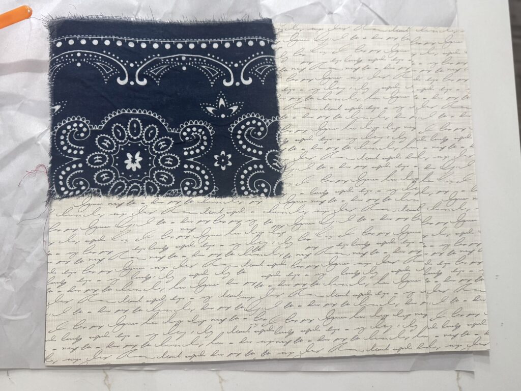 blue square on scrapbook paper background 