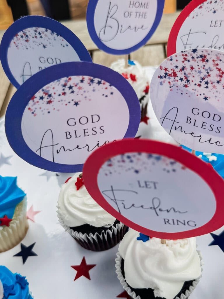 god bless america cupcake topper 