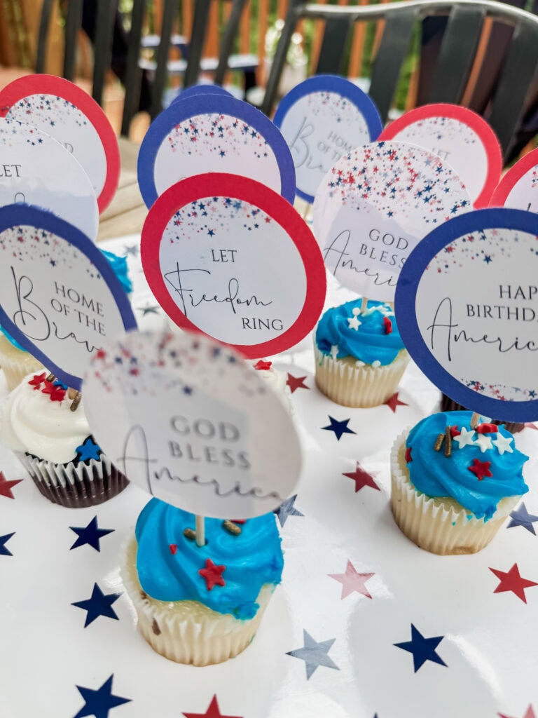 Let freedom ring patriotic cupcake topper