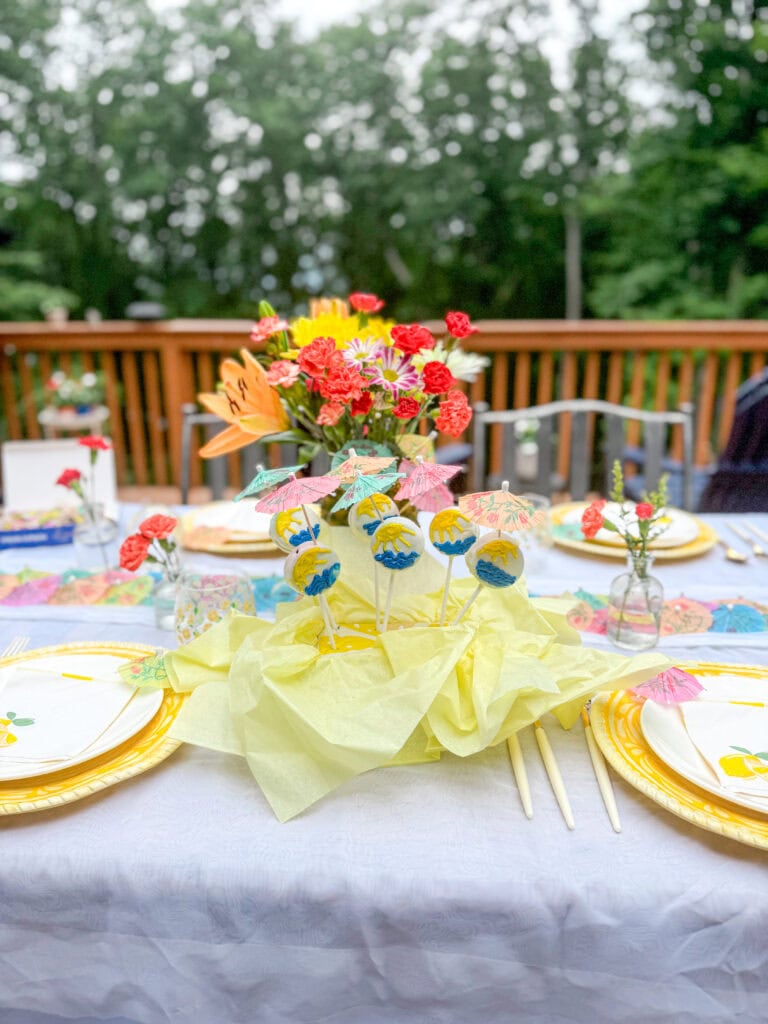 sun and waves beach oreo pops on summer table scape
