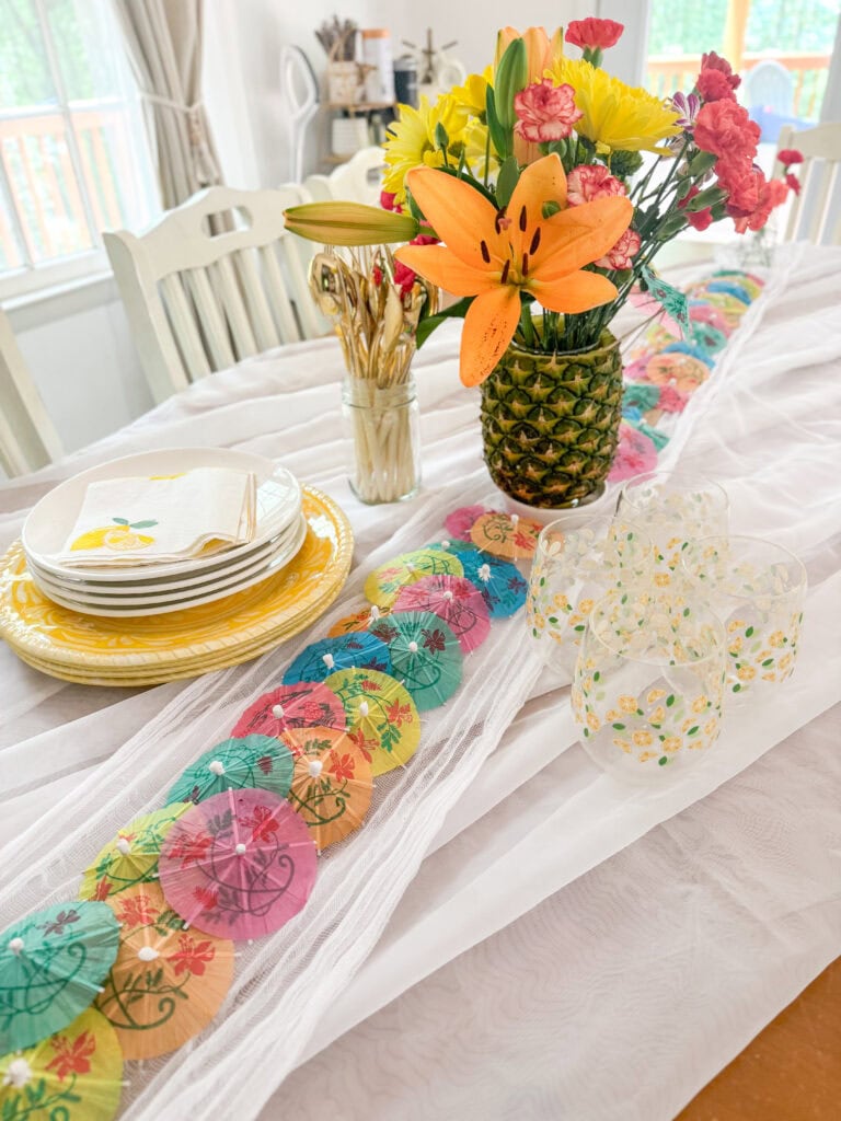 indoor summer party tablescape