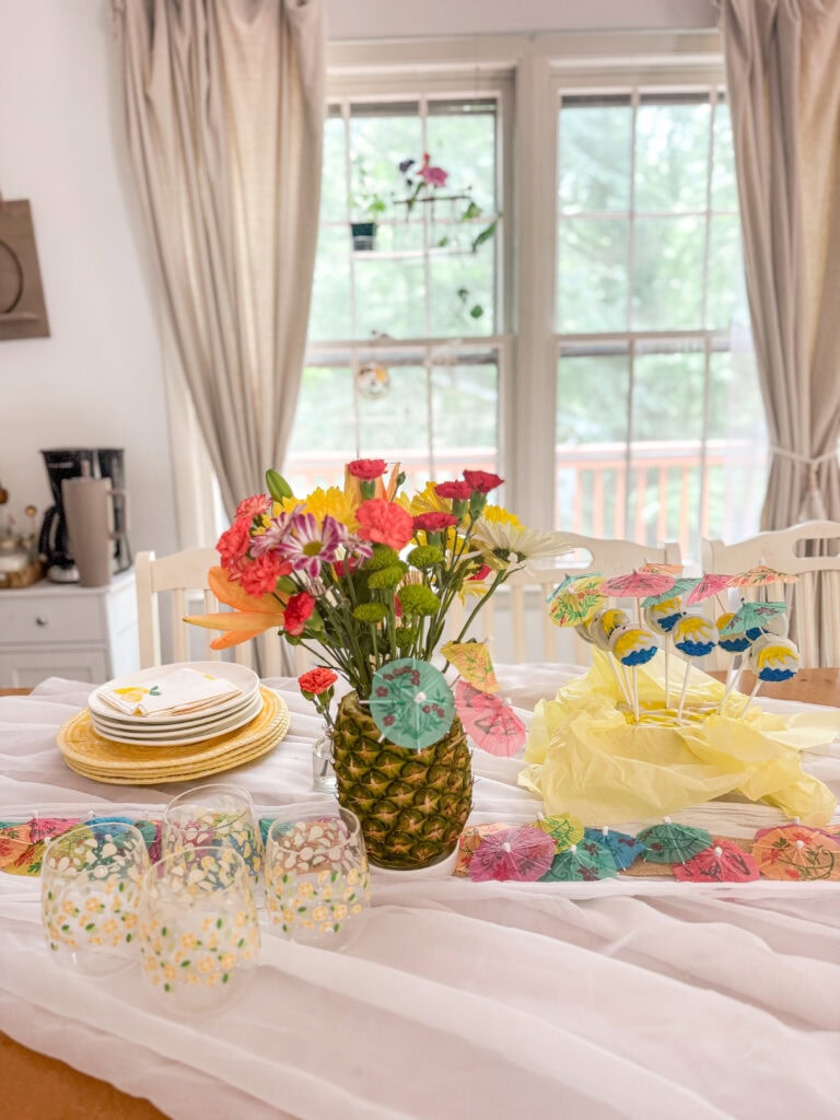 indoor summer party tablescape