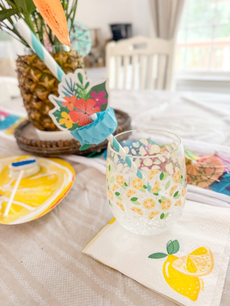 colorful paper straw in glass