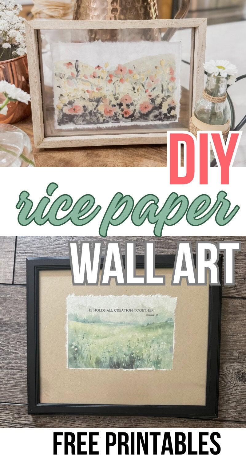 DIY rice paper wall art with watercolor printable pin