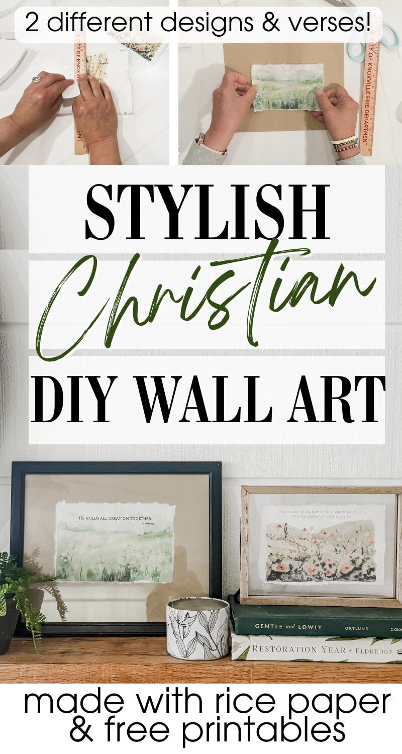 summer diy wall art with rice paper and watercolor printable art pin