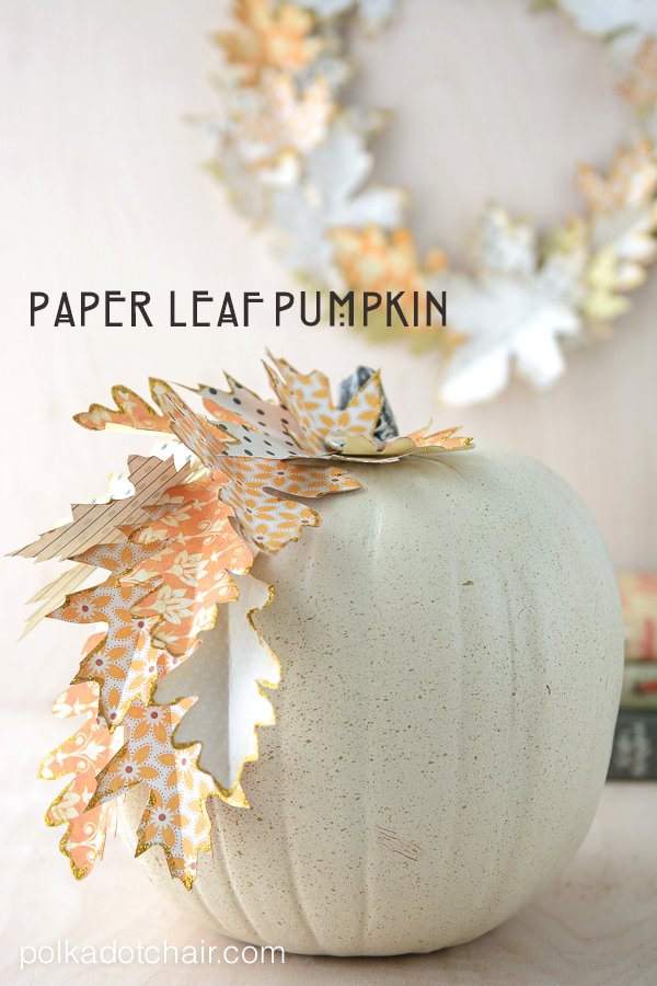 Paper Leaf Pumpkin for fall decorating with handmade paper leaves, perfect for autumn home decor and DIY seasonal crafts.