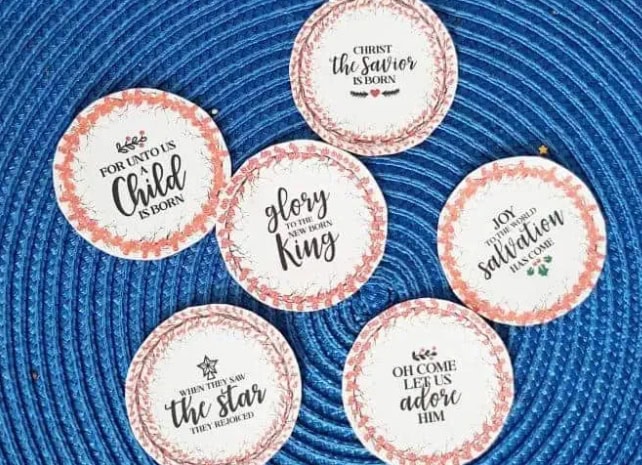 Blessed Christmas ornaments with religious quotes, perfect for biblical holiday decor, Christian Christmas, and faith-based celebrations.