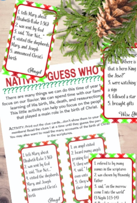 Handmade Christmas Nativity activity cards for children, focus on Jesus' birth, faith, and scripture learning, ideal for holiday church or Sunday school crafts.