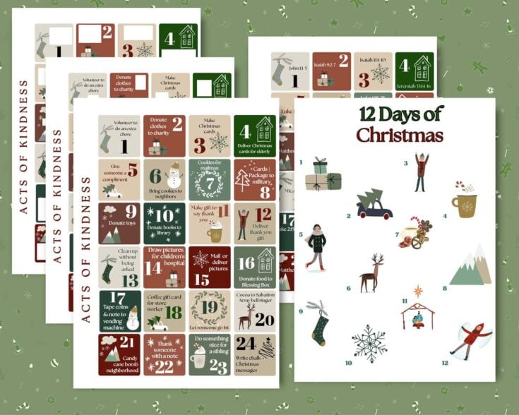 Festive Christmas activity calendars for acts of kindness, holiday giving, and seasonal celebrations, perfect for family traditions and community involvement.