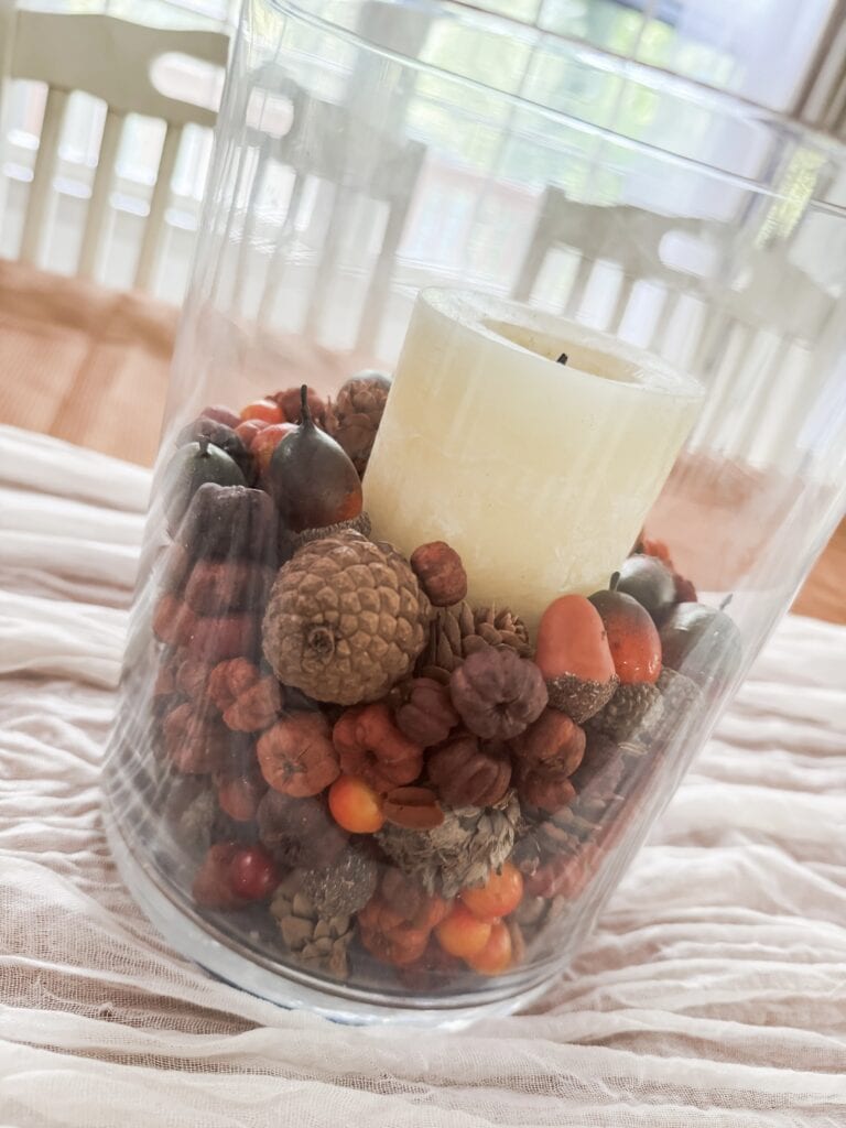 diy fall centerpiece on table