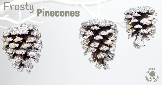 Detailed close-up of frosty pinecones coated with glitter, perfect for holiday decor or outdoor winter accents.