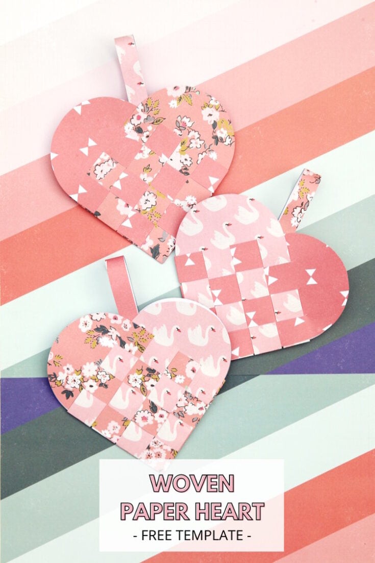 Pink woven paper hearts featuring floral and swan patterns for DIY projects, gift tags, and decorations, perfect for Valentine's Day, weddings, and romantic occasions.