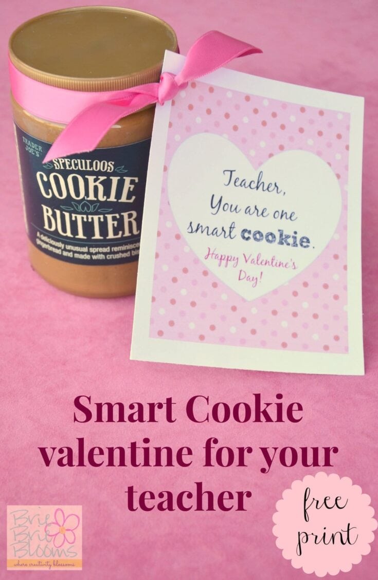 Sweet Valentine's Day gift idea with cookie butter and heartfelt card for teachers.