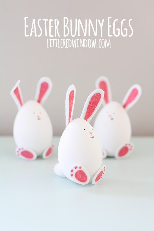 Decorative Easter bunny eggs with felt ears and paws, perfect for Easter celebrations and spring decor. Handcrafted and adorable for festive home accents.