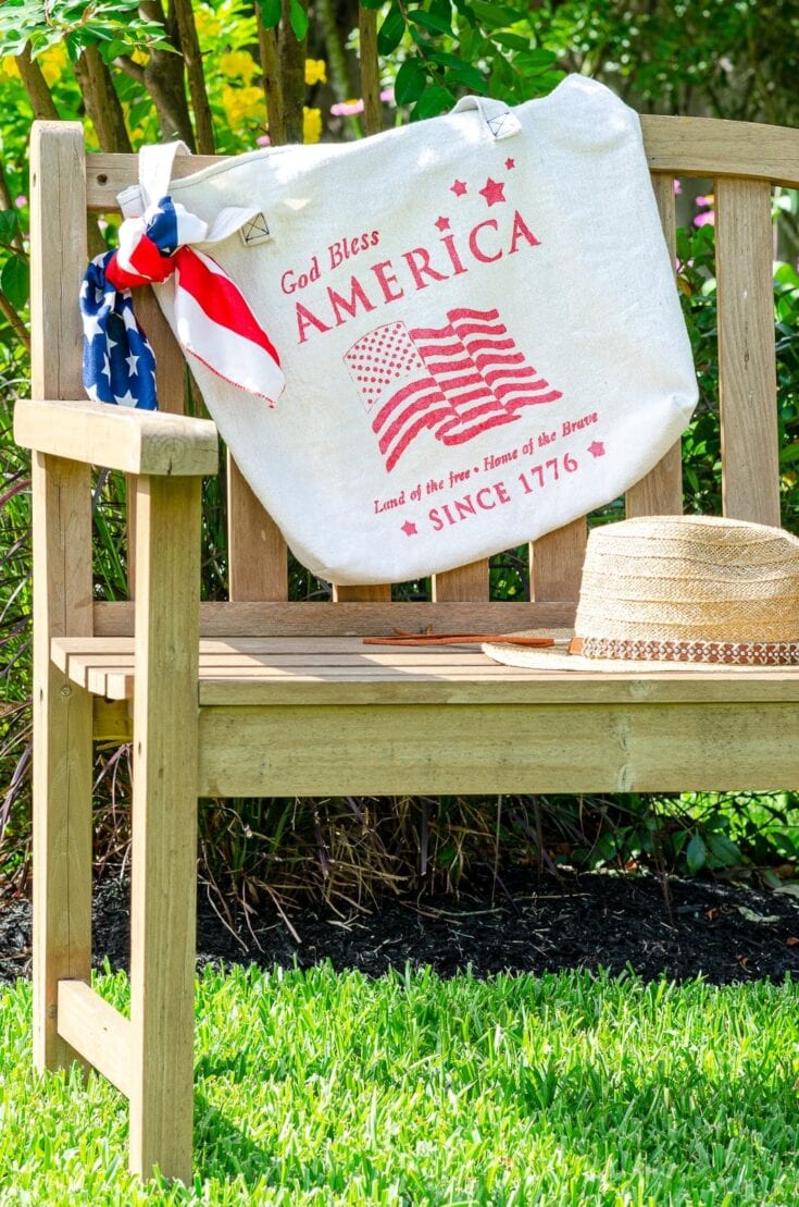 Image for Patriotic Stenciled Tote Bag