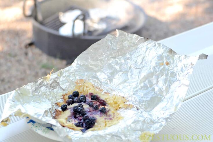 Image for Blueberry Fire Pit Flapjacks with Maple Blueberry Syrup