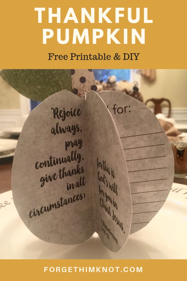 Image for 3D Thankful Bible Verse Pumpkin Printable