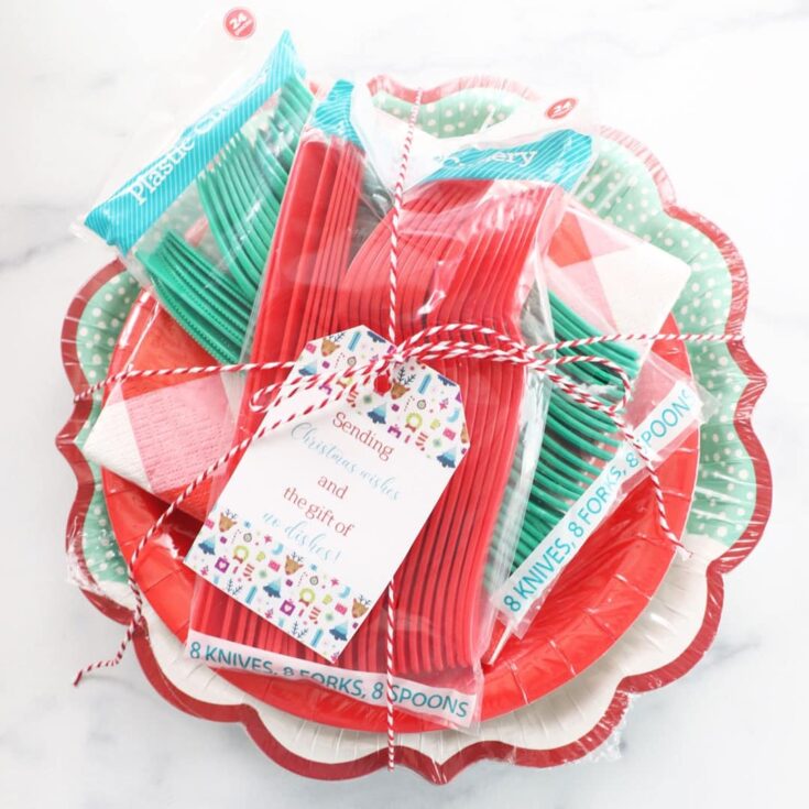 Colorful kids' utensils set including 8 knives, 8 forks, and 8 spoons, wrapped with a festive tag, perfect for gifting and family meals.